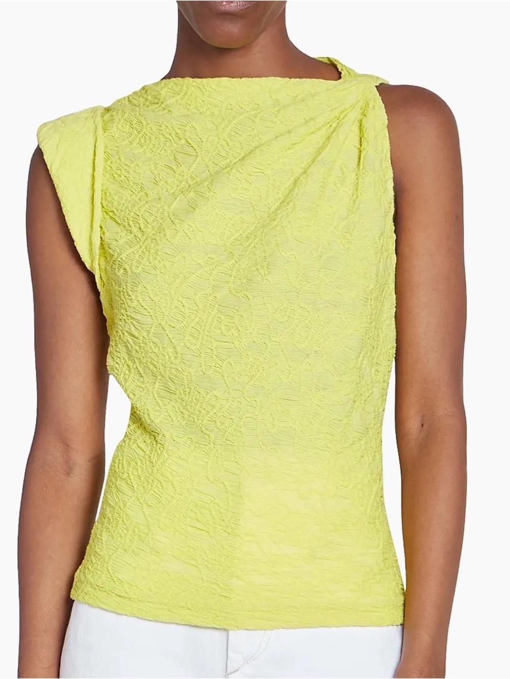 Isabel Marant Neon Lime Lace-Textured Sleeveless Tank
